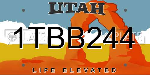 1TBB244 Utah License Plate