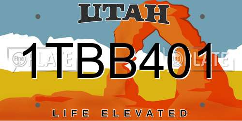 1TBB401 Utah License Plate