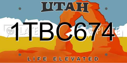 1TBC674 Utah License Plate