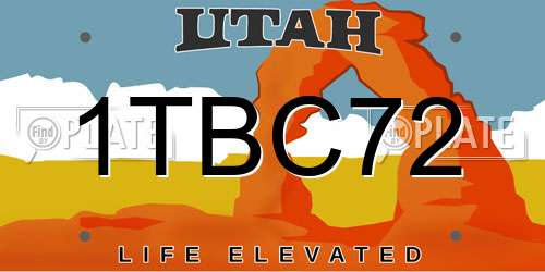 1TBC72 Utah License Plate