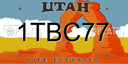 1TBC77 Utah License Plate