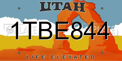 1TBE844 Utah License Plate