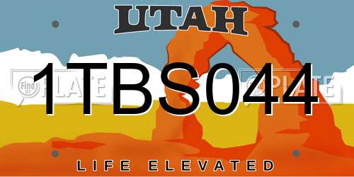 1TBS044 Utah License Plate