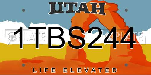 1TBS244 Utah License Plate