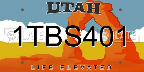 1TBS401 Utah License Plate