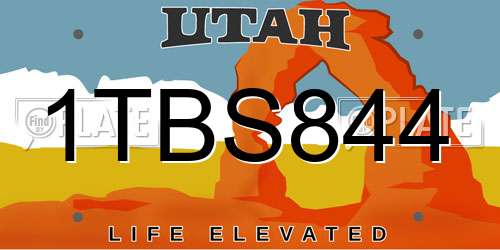 1TBS844 Utah License Plate