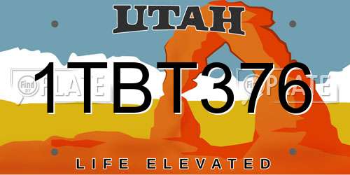 1TBT376 Utah License Plate