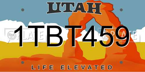 1TBT459 Utah License Plate