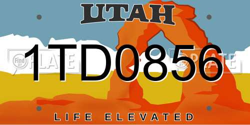 1TD0856 Utah License Plate