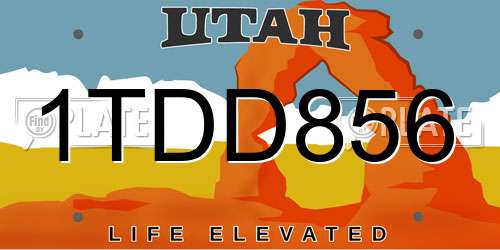 1TDD856 Utah License Plate