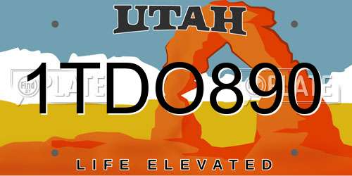 1TDO890 Utah License Plate