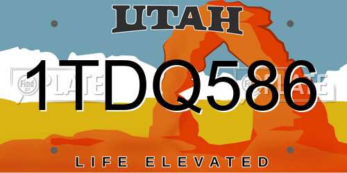 1TDQ586 Utah License Plate