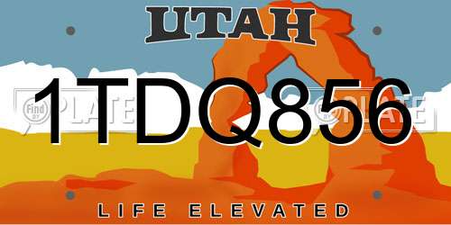1TDQ856 Utah License Plate