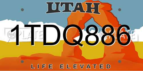 1TDQ886 Utah License Plate