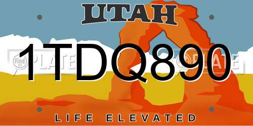 1TDQ890 Utah License Plate