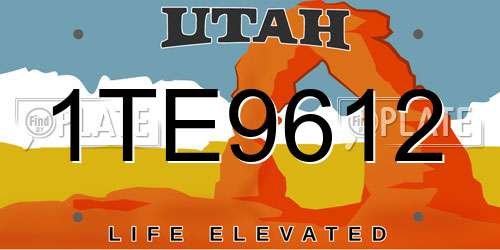 1TE9612 Utah License Plate