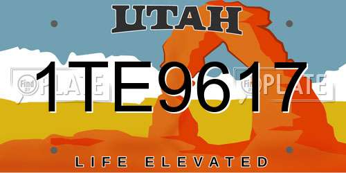 1TE9617 Utah License Plate