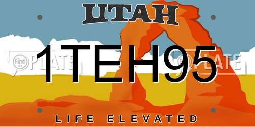 1TEH95 Utah License Plate