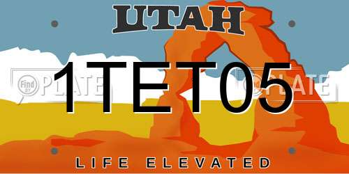 1TET05 Utah License Plate