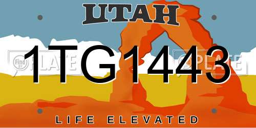 1TG1443 Utah License Plate