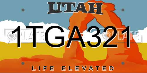 1TGA321 Utah License Plate
