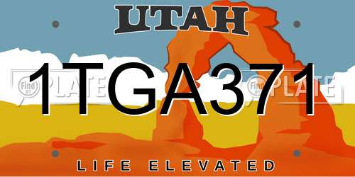 1TGA371 Utah License Plate