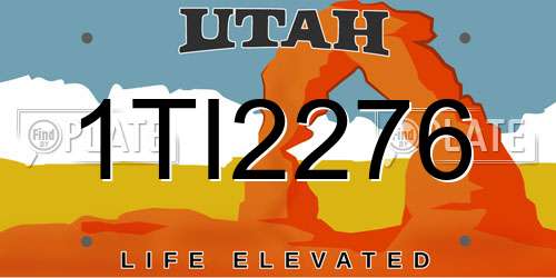 1TI2276 Utah License Plate