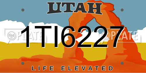 1TI6227 Utah License Plate