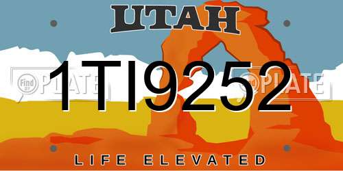 1TI9252 Utah License Plate