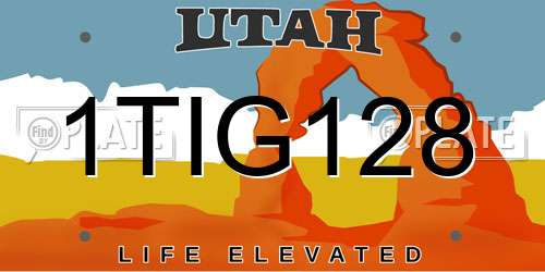 1TIG128 Utah License Plate