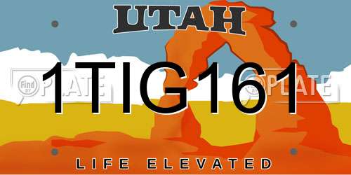 1TIG161 Utah License Plate