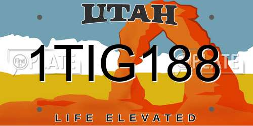 1TIG188 Utah License Plate