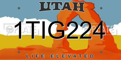 1TIG224 Utah License Plate