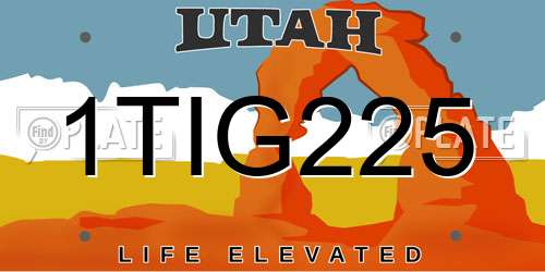 1TIG225 Utah License Plate