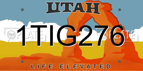 1TIG276 Utah License Plate