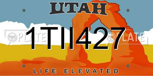 1TII427 Utah License Plate