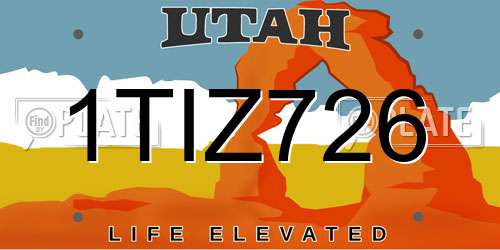 1TIZ726 Utah License Plate