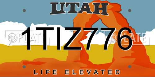 1TIZ776 Utah License Plate