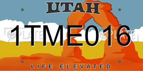 1TME016 Utah License Plate