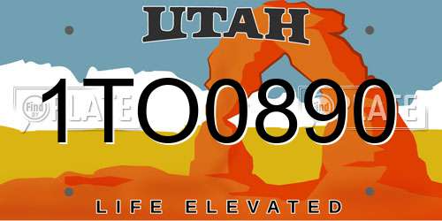 1TO0890 Utah License Plate