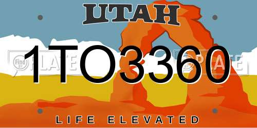 1TO3360 Utah License Plate
