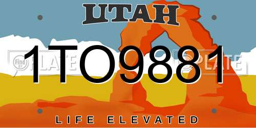 1TO9881 Utah License Plate