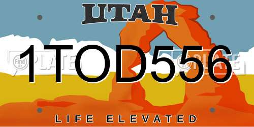 1TOD556 Utah License Plate