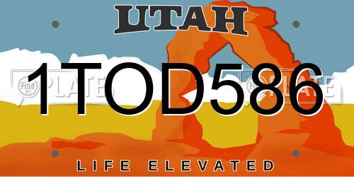 1TOD586 Utah License Plate