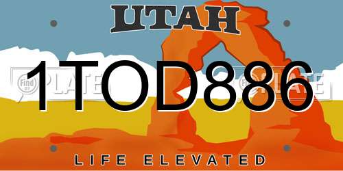 1TOD886 Utah License Plate