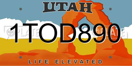 1TOD890 Utah License Plate