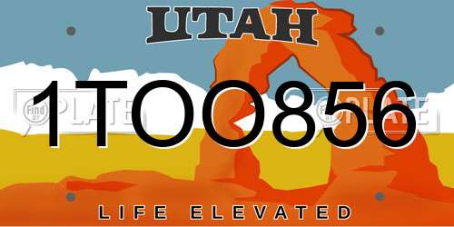 1TOO856 Utah License Plate