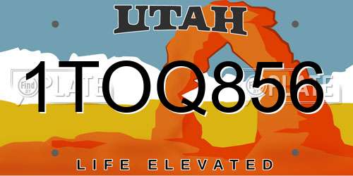 1TOQ856 Utah License Plate