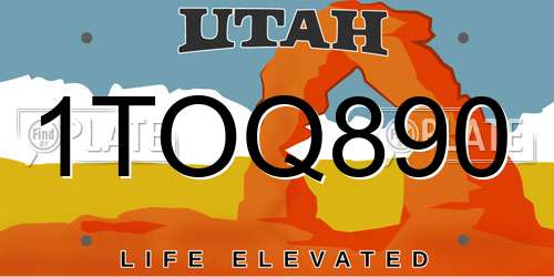 1TOQ890 Utah License Plate