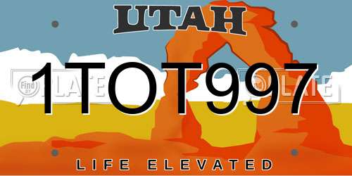 1TOT997 Utah License Plate